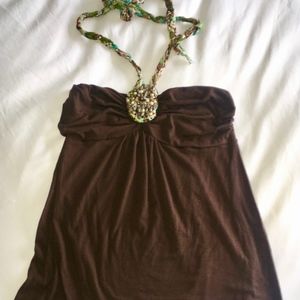 Light brown tube top with tie